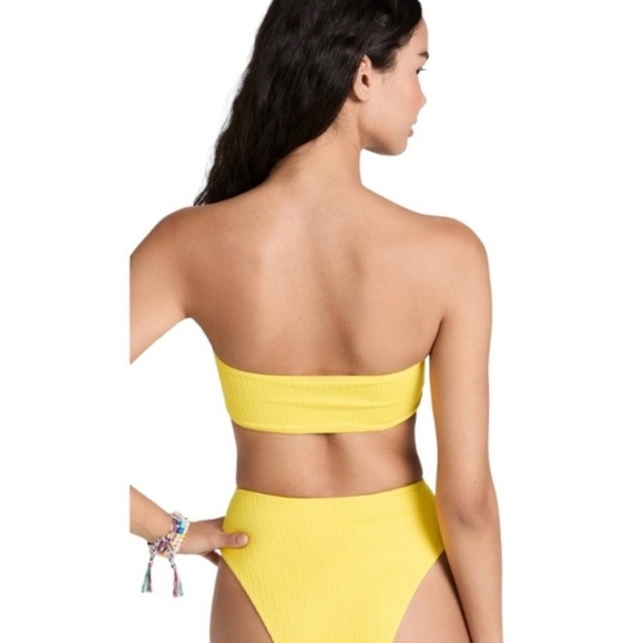 New! Frankie’s Bikini’s *flaw* jean plisse bandeau top strapless 1082 - Picture 8 of 9